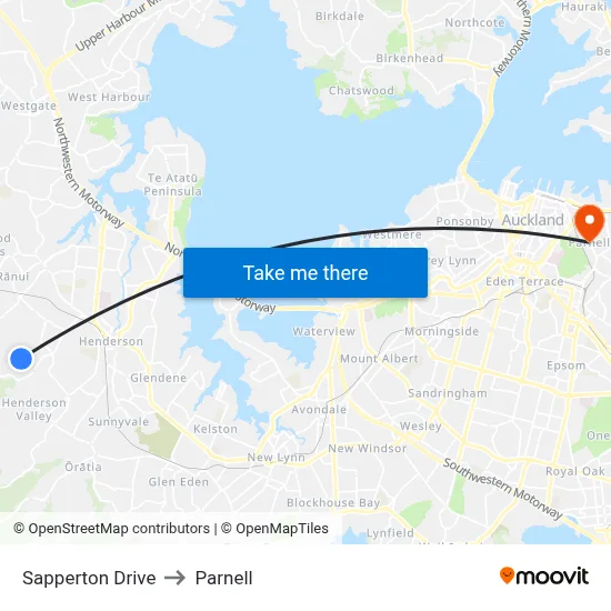 Sapperton Drive to Parnell map