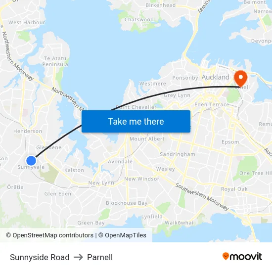 Sunnyside Road to Parnell map
