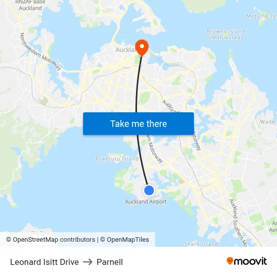 Leonard Isitt Drive to Parnell map