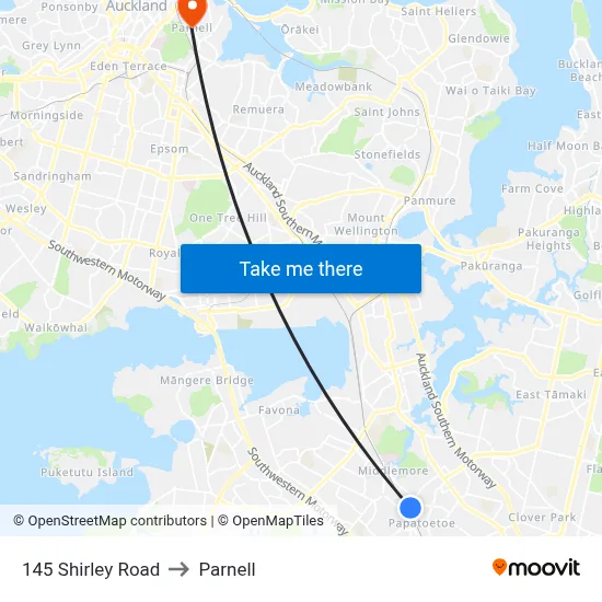 145 Shirley Road to Parnell map