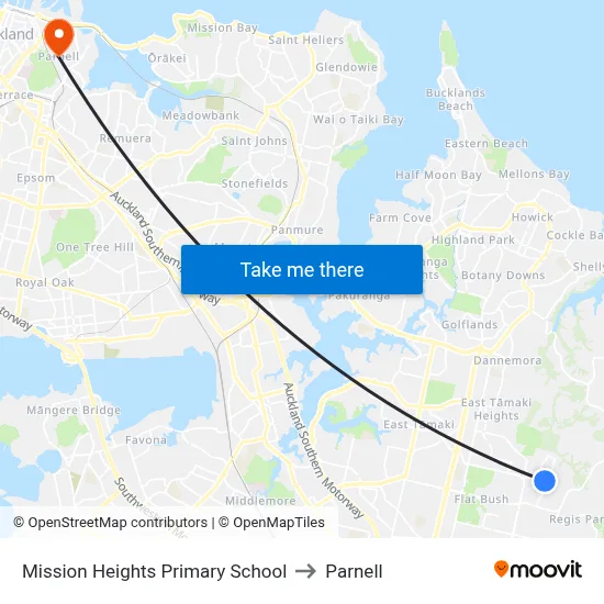 Mission Heights Primary School to Parnell map