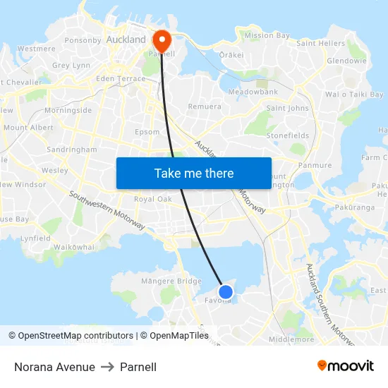Norana Avenue to Parnell map