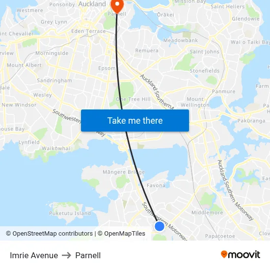 Imrie Avenue to Parnell map