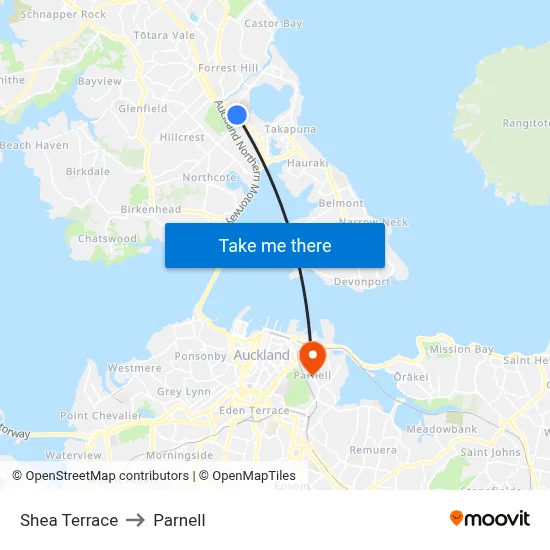 Shea Terrace to Parnell map