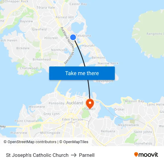St Joseph's Catholic Church to Parnell map