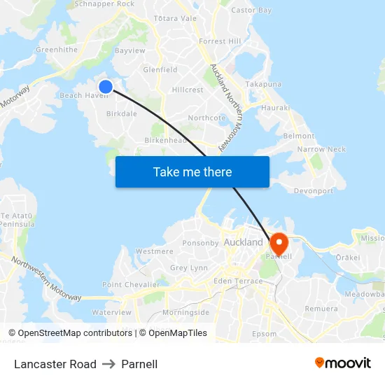 Lancaster Road to Parnell map