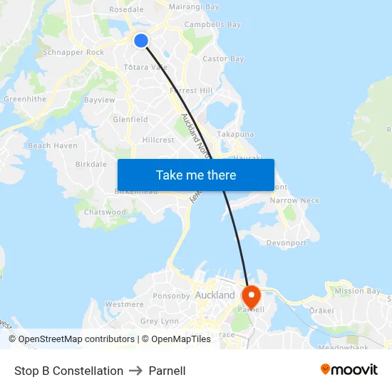 Stop B Constellation to Parnell map