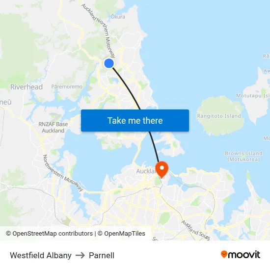 Westfield Albany to Parnell map