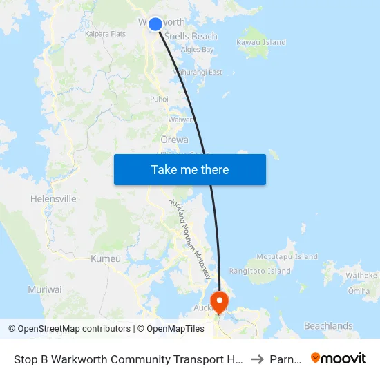 Stop B Warkworth Community Transport Hub to Parnell map