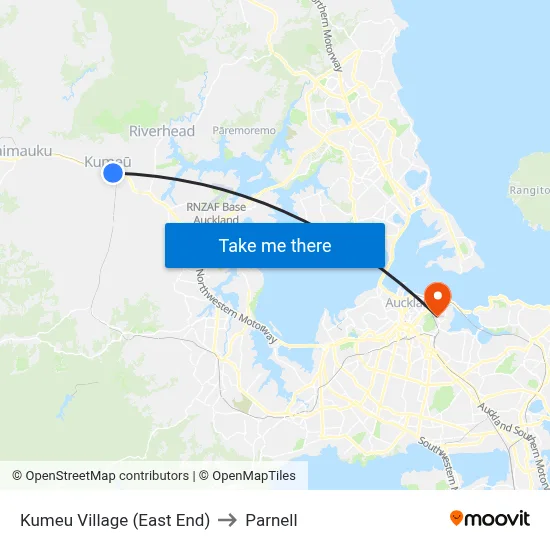 Kumeu Village (East End) to Parnell map