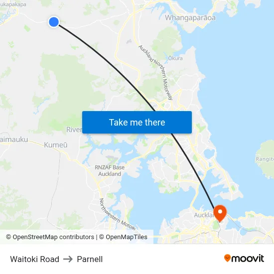 Waitoki Road to Parnell map