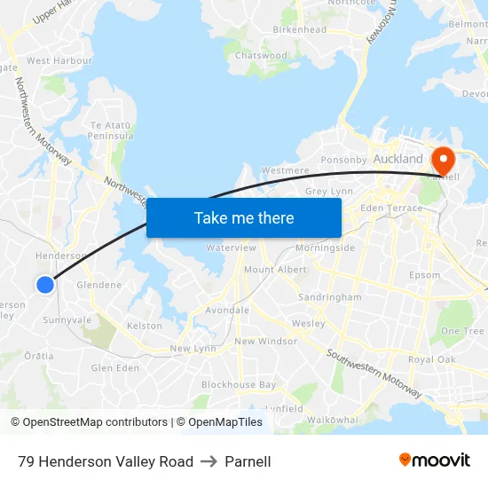 79 Henderson Valley Road to Parnell map