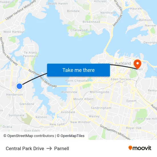 Central Park Drive to Parnell map