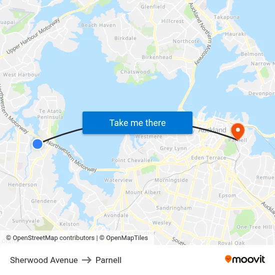 Sherwood Avenue to Parnell map