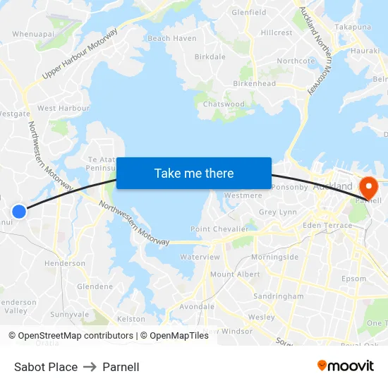 Sabot Place to Parnell map