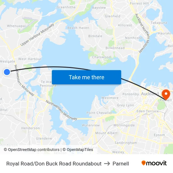 Royal Road/Don Buck Road Roundabout to Parnell map