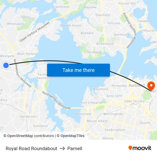 Royal Road Roundabout to Parnell map