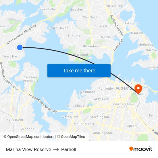 Marina View Reserve to Parnell map