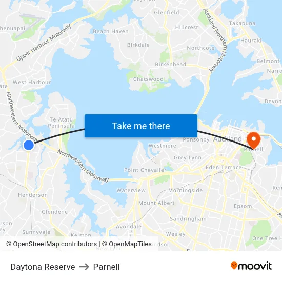 Daytona Reserve to Parnell map