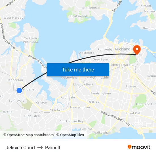 Jelicich Court to Parnell map