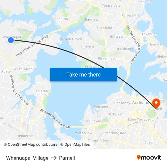 Whenuapai Village to Parnell map