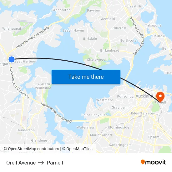 Oreil Avenue to Parnell map