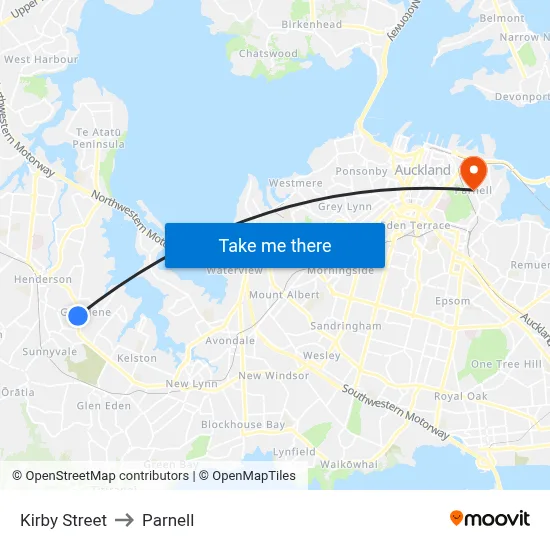 Kirby Street to Parnell map