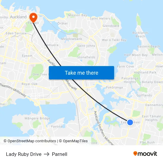 Lady Ruby Drive to Parnell map
