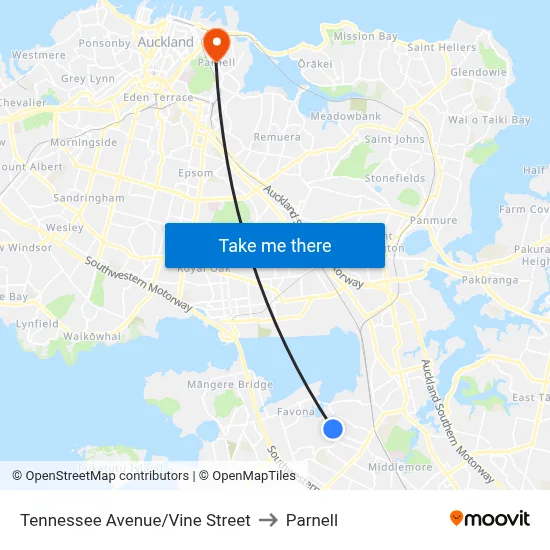 Tennessee Avenue/Vine Street to Parnell map