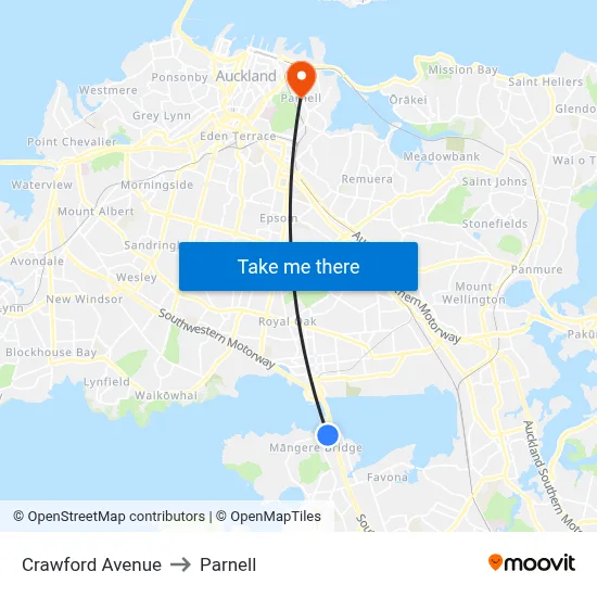 Crawford Avenue to Parnell map