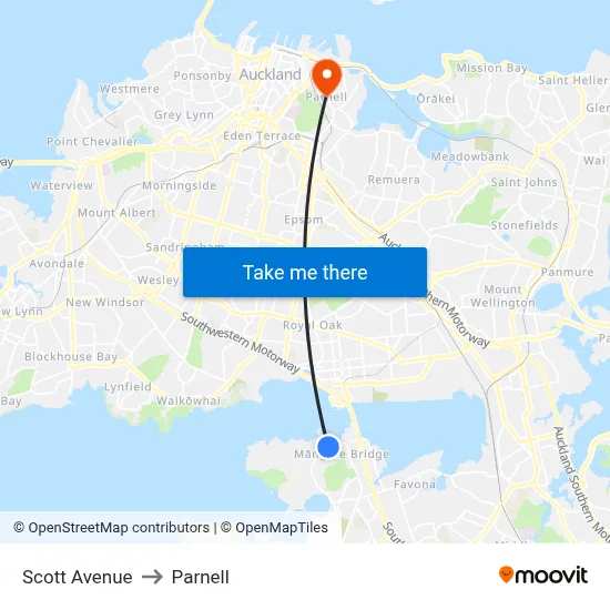 Scott Avenue to Parnell map