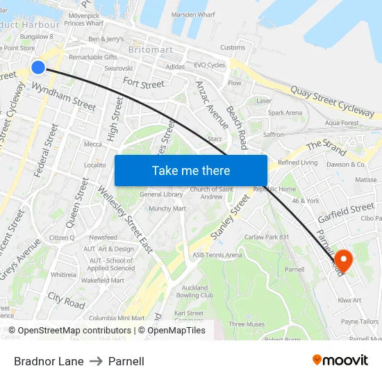 Bradnor Lane to Parnell map