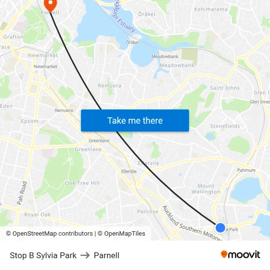 Stop B Sylvia Park to Parnell map