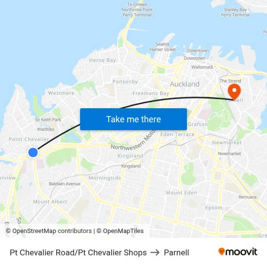 Pt Chevalier Road/Pt Chevalier Shops to Parnell map