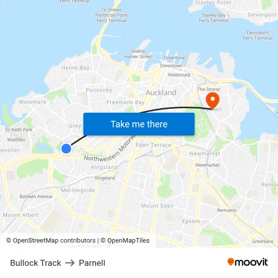 Bullock Track to Parnell map