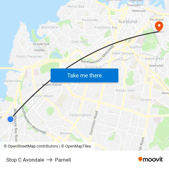 Stop C Avondale to Parnell map