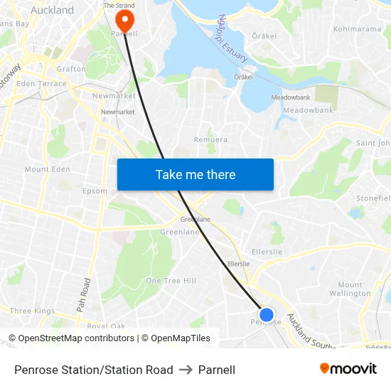 Penrose Station/Station Road to Parnell map