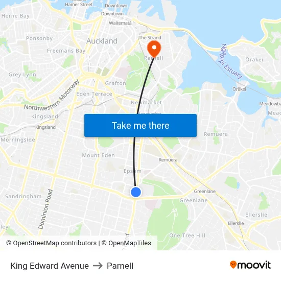 King Edward Avenue to Parnell map
