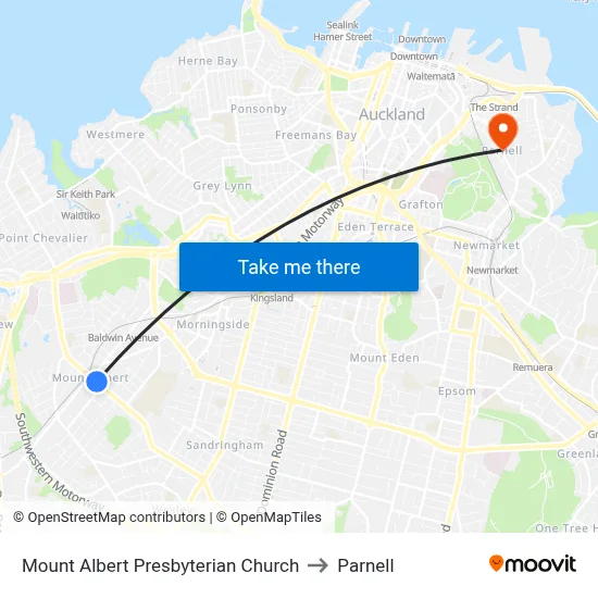 Mount Albert Presbyterian Church to Parnell map