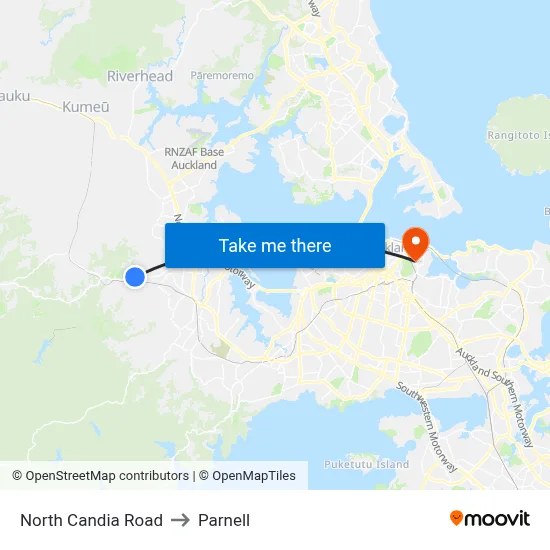 North Candia Road to Parnell map