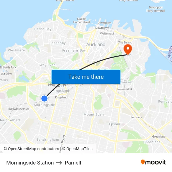 Morningside Station to Parnell map