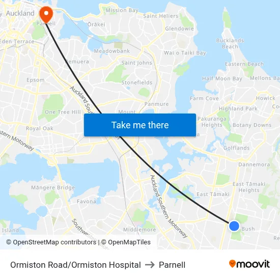 Ormiston Road/Ormiston Hospital to Parnell map