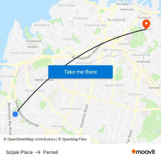 Soljak Place to Parnell map
