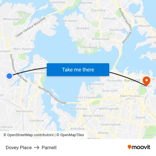 Dovey Place to Parnell map