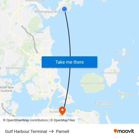 Gulf Harbour Terminal to Parnell map