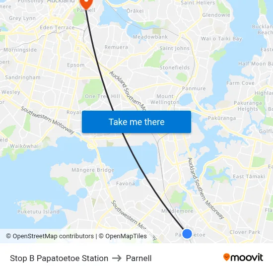 Stop B Papatoetoe Station to Parnell map