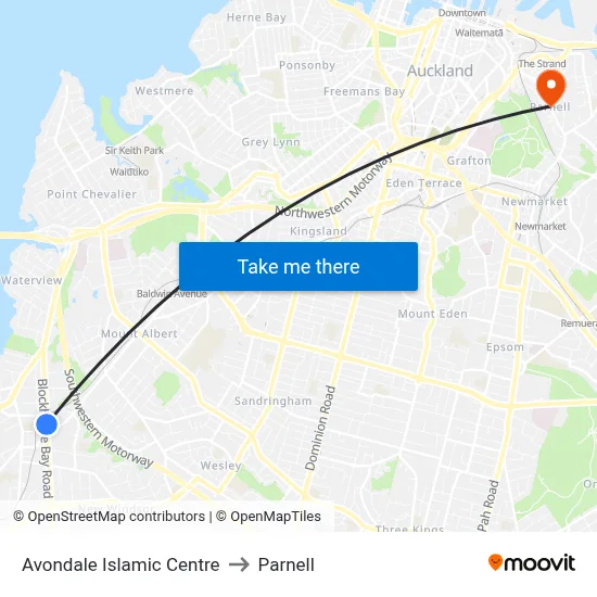 Avondale Islamic Centre to Parnell map