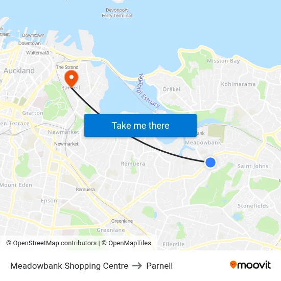 Meadowbank Shopping Centre to Parnell map