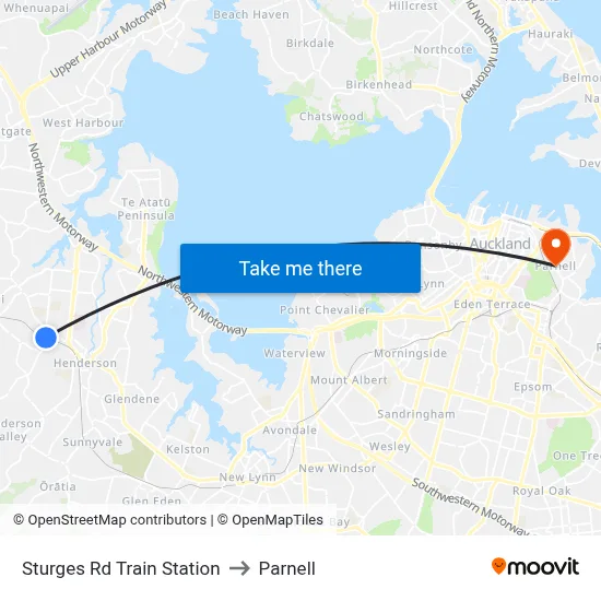 Sturges Rd Train Station to Parnell map