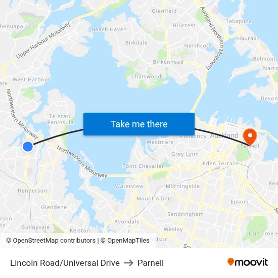 Lincoln Road/Universal Drive to Parnell map
